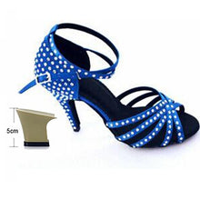 Load image into Gallery viewer, Ladies Latin Ballroom Dance Shoes Red Black Blue Brown