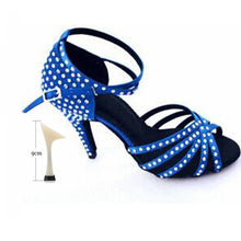 Load image into Gallery viewer, Ladies Latin Ballroom Dance Shoes Red Black Blue Brown