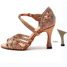 Load image into Gallery viewer, Ladies Latin Ballroom Dance Shoes Red Black Blue Brown