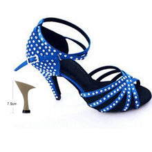 Load image into Gallery viewer, Ladies Latin Ballroom Dance Shoes Red Black Blue Brown