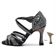 Load image into Gallery viewer, Ladies Latin Ballroom Dance Shoes Red Black Blue Brown