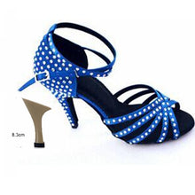 Load image into Gallery viewer, Ladies Latin Ballroom Dance Shoes Red Black Blue Brown