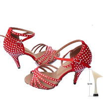 Load image into Gallery viewer, Ladies Latin Ballroom Dance Shoes Red Black Blue Brown