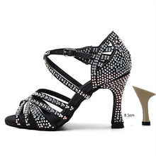 Load image into Gallery viewer, Ladies Latin Ballroom Dance Shoes Red Black Blue Brown