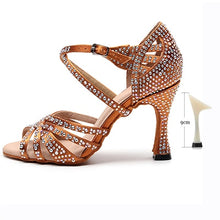 Load image into Gallery viewer, Ladies Latin Ballroom Dance Shoes Red Black Blue Brown
