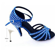 Load image into Gallery viewer, Ladies Latin Ballroom Dance Shoes Red Black Blue Brown