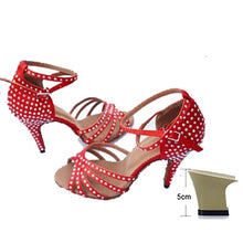 Load image into Gallery viewer, Ladies Latin Ballroom Dance Shoes Red Black Blue Brown