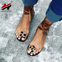Load image into Gallery viewer, NAN JIU MOUNTAIN 2020 Summer Strap Sandals Women's Flats Open Toe Leopard Casual Shoes Rome Plus Size 35-43