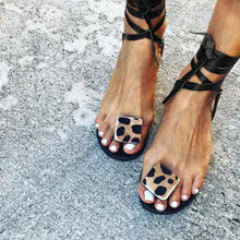 Load image into Gallery viewer, NAN JIU MOUNTAIN 2020 Summer Strap Sandals Women's Flats Open Toe Leopard Casual Shoes Rome Plus Size 35-43