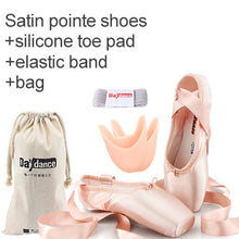 Load image into Gallery viewer, Professional Ballet Pointe Shoes Girls Women Ladies Satin Ballet Shoes With Ribbons